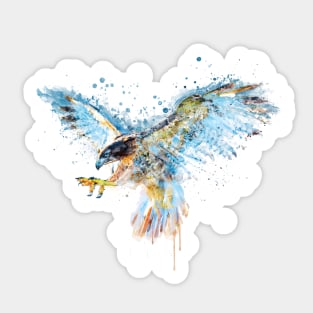 Watercolor Painting - Falcon Attack Sticker